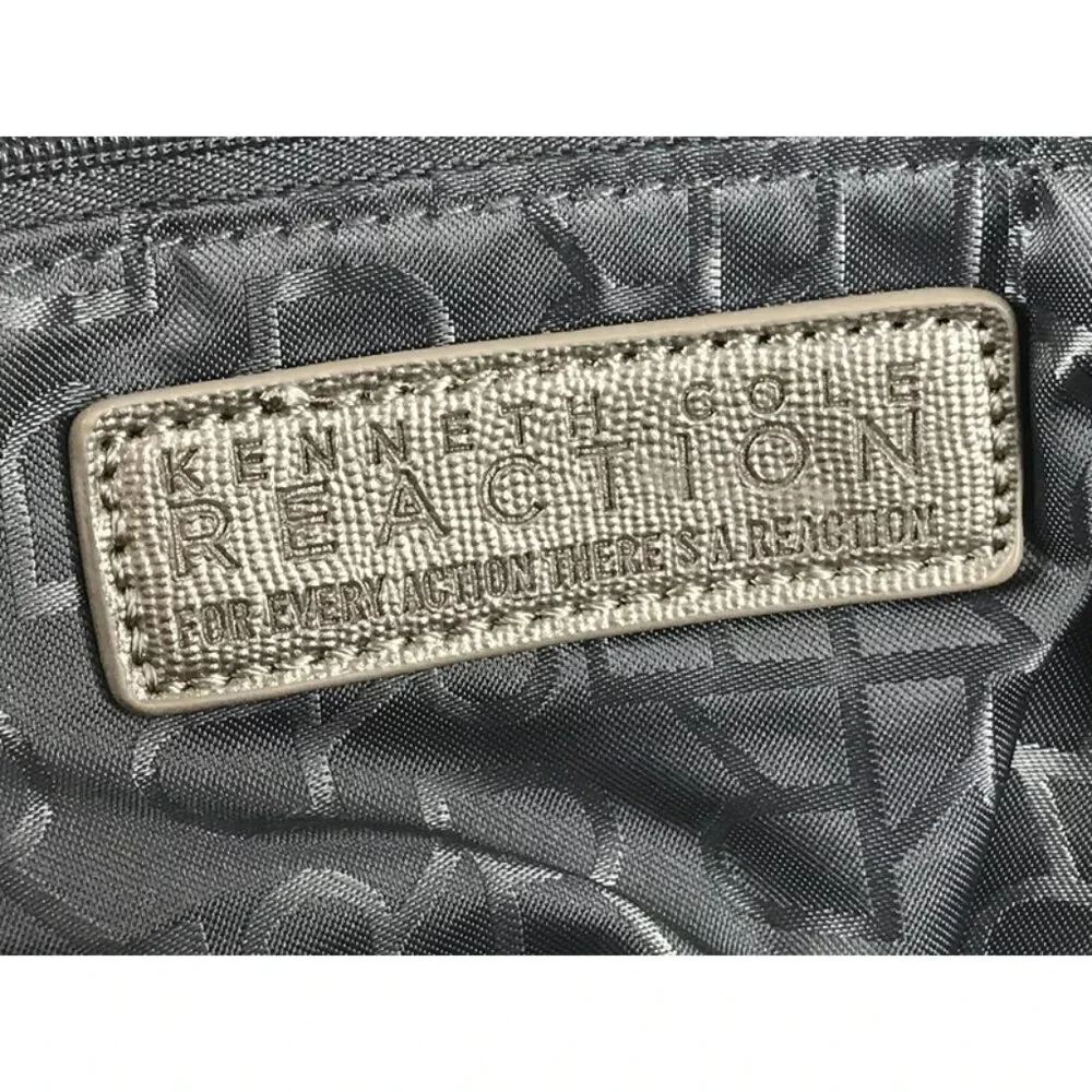 Kenneth Cole Reaction Womens Metallic Gray Handbag Inner Pocket Size‎ Medium